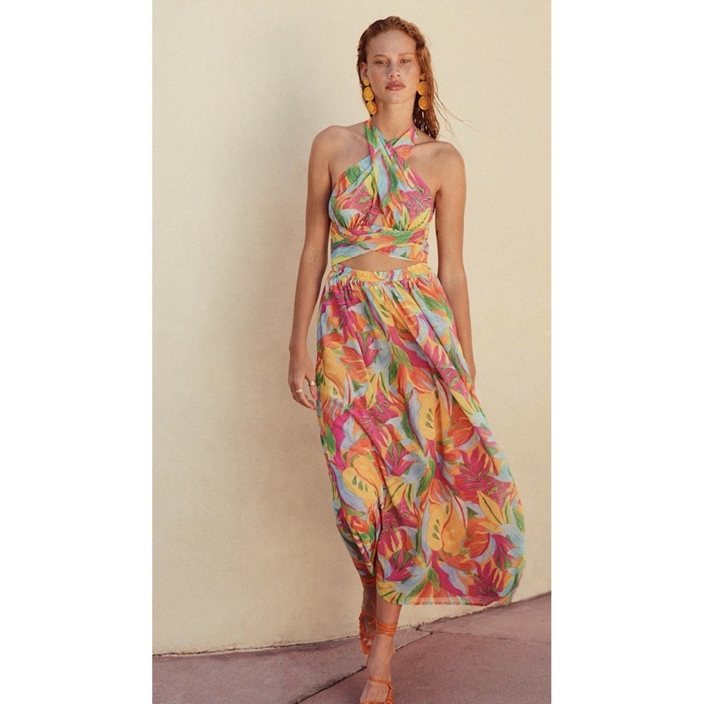 Lulus Tropics and Tequila Multi Floral Print Halter Cutout Maxi Dress - Picture 5 of 9